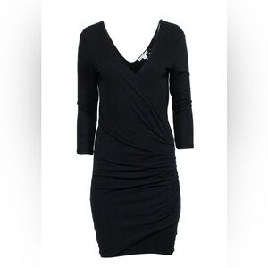 James Perse Long Sleeve Ruched Dress in Black Sz 0